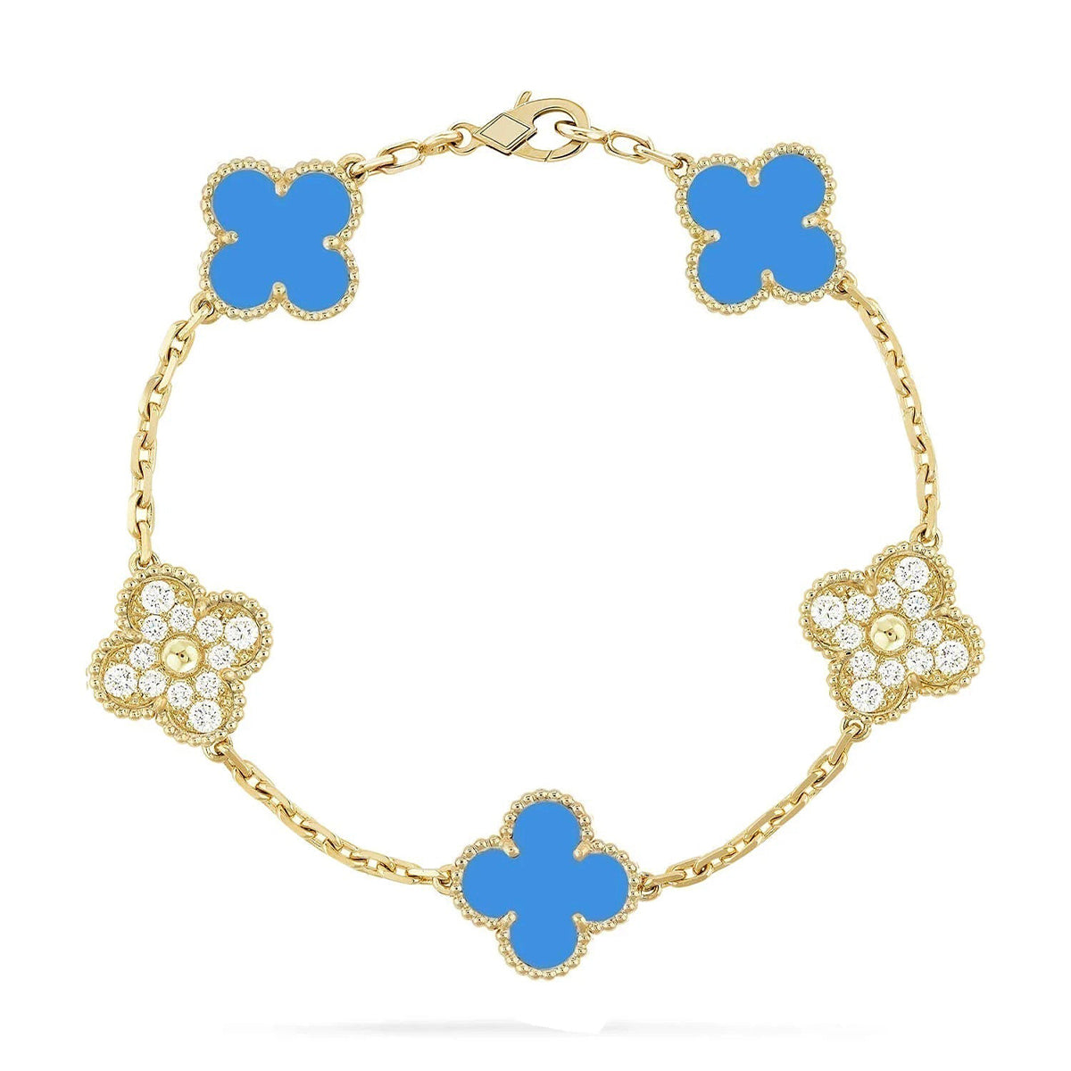 [Eternal Jewelry] CLOVER 5 MOTIF BLUE AGATE BRACELET COLLECTION