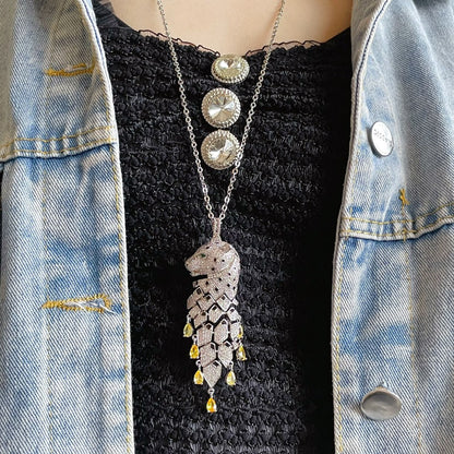 ¡®Eternal Jewelry¡ High Jewelry Pave Panther Tassel Necklace