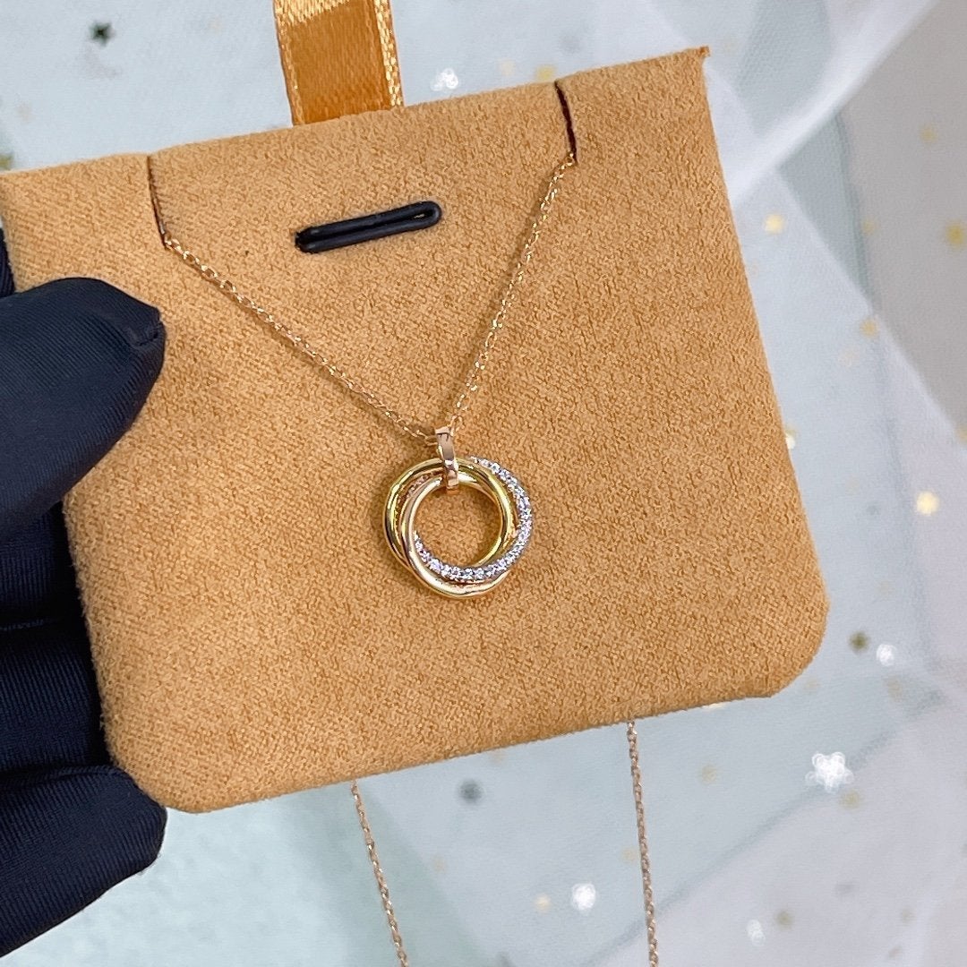 [Eternal Jewelry]TRINITY NECKLACE SILVER GOLD PINK GOLD DIAMONDS