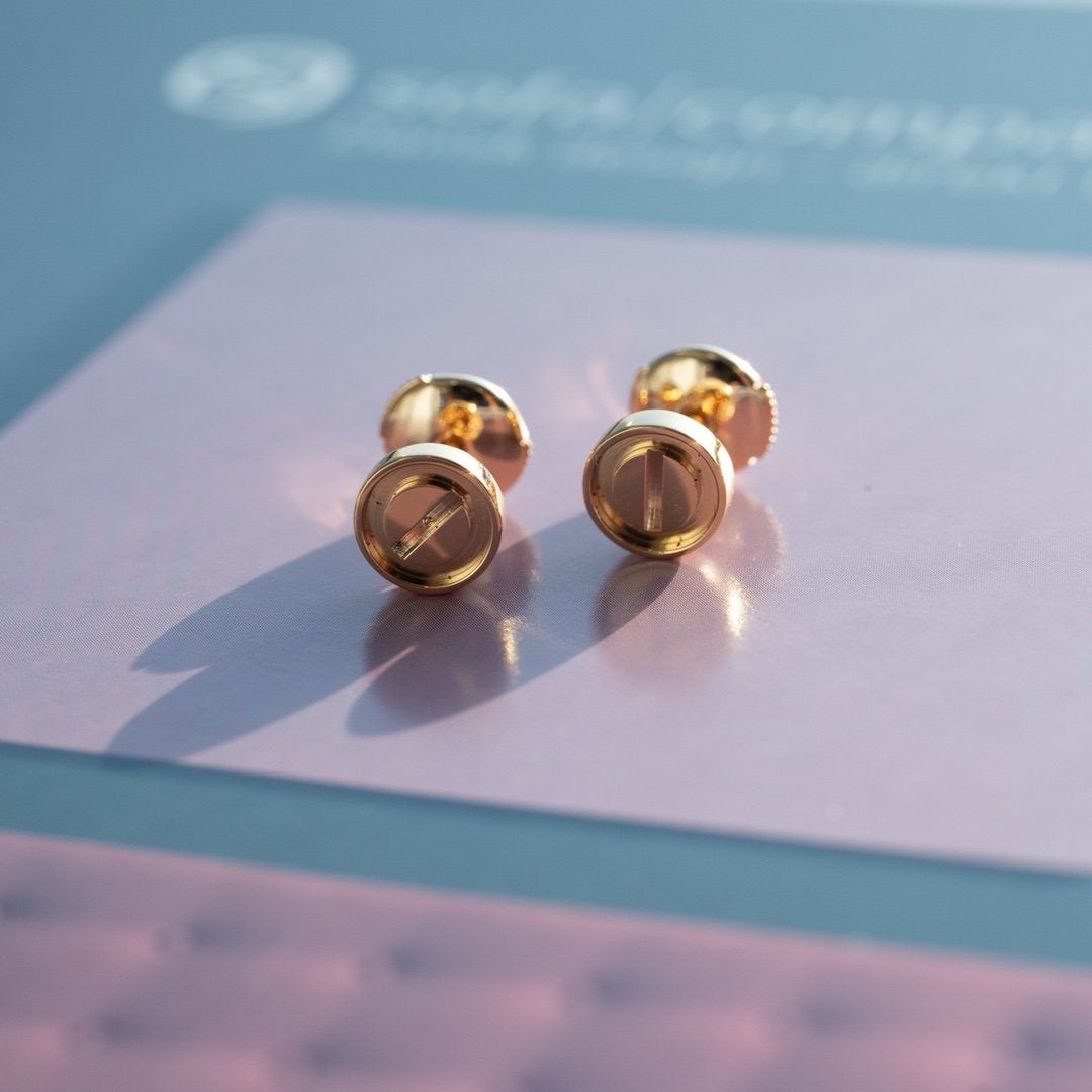 [Eternal Jewelry]LOVE EARRINGS PINK GOLD 10MM