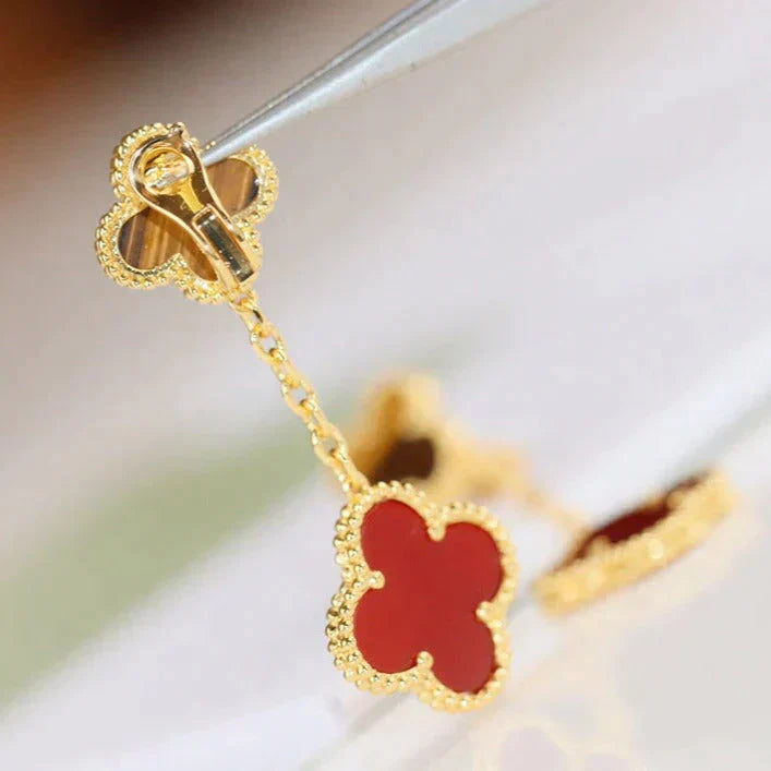 [Eternal Jewelry]CLOVER  2 MOTIF  TIGER EYE CARNELIAN EARRINGS