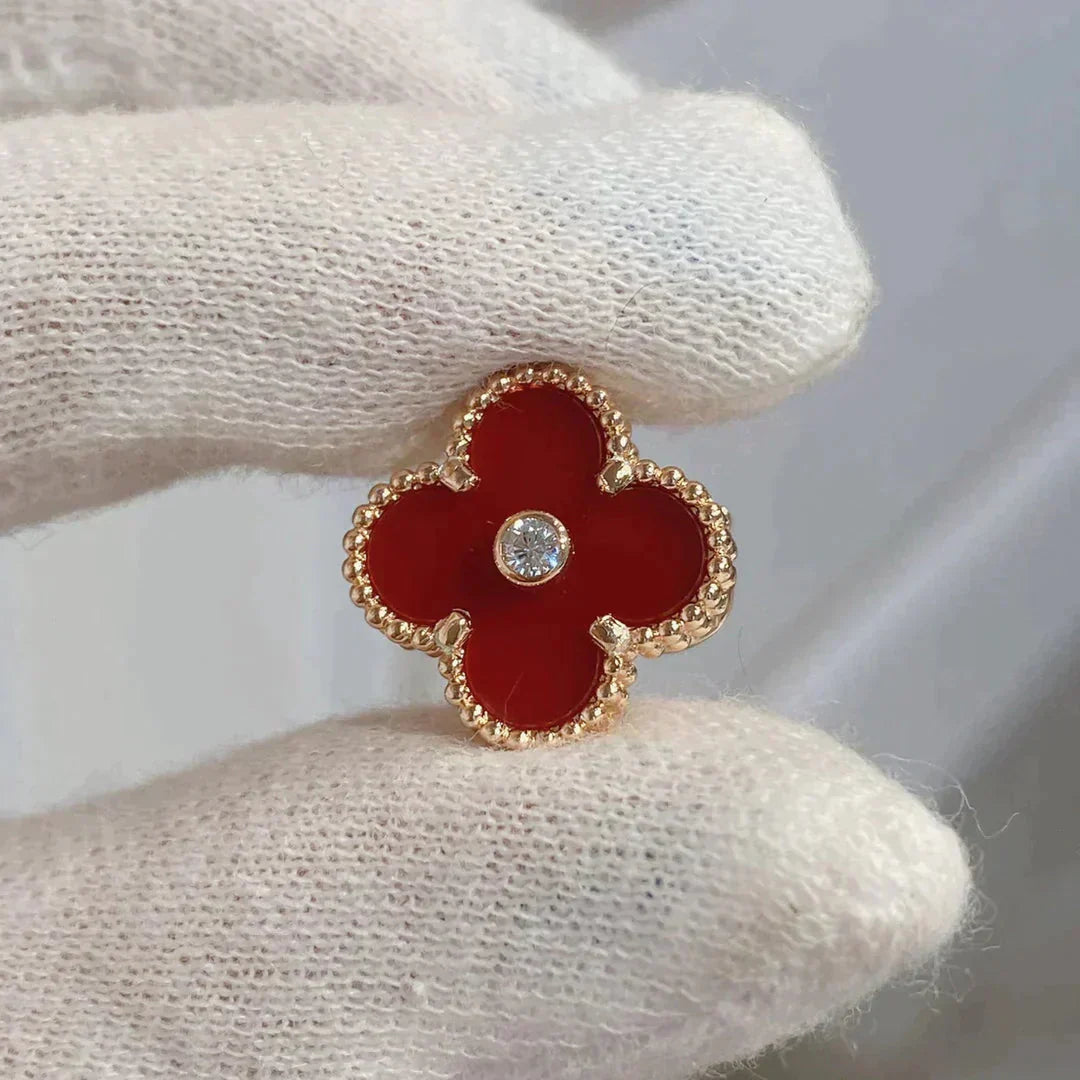 [Eternal Jewelry]CLOVER MEDIUM 1 MOTIFS CARNELIAN  DIAMOND earrings