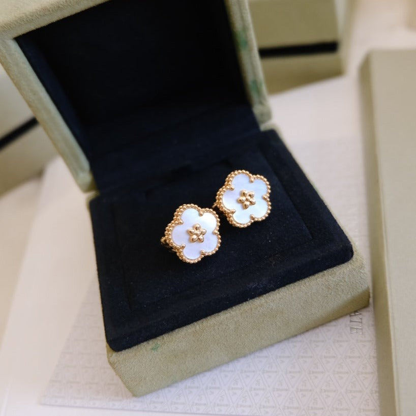 [Eternal Jewelry]LUCKY PINK GOLD WHITE MOP EARRINGS