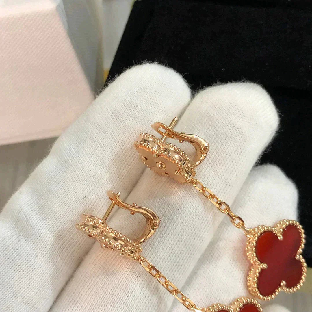 [Eternal Jewelry]CLOVER 2 MOTIF  LASER CARNELIAN EARRINGS