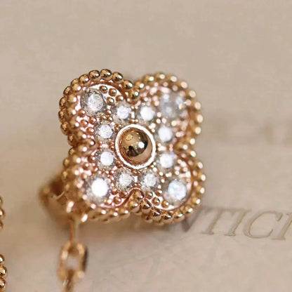 [Eternal Jewelry]CLOVER MEDIUM 1 MOTIFS FUll DIAMOND EARRINGS