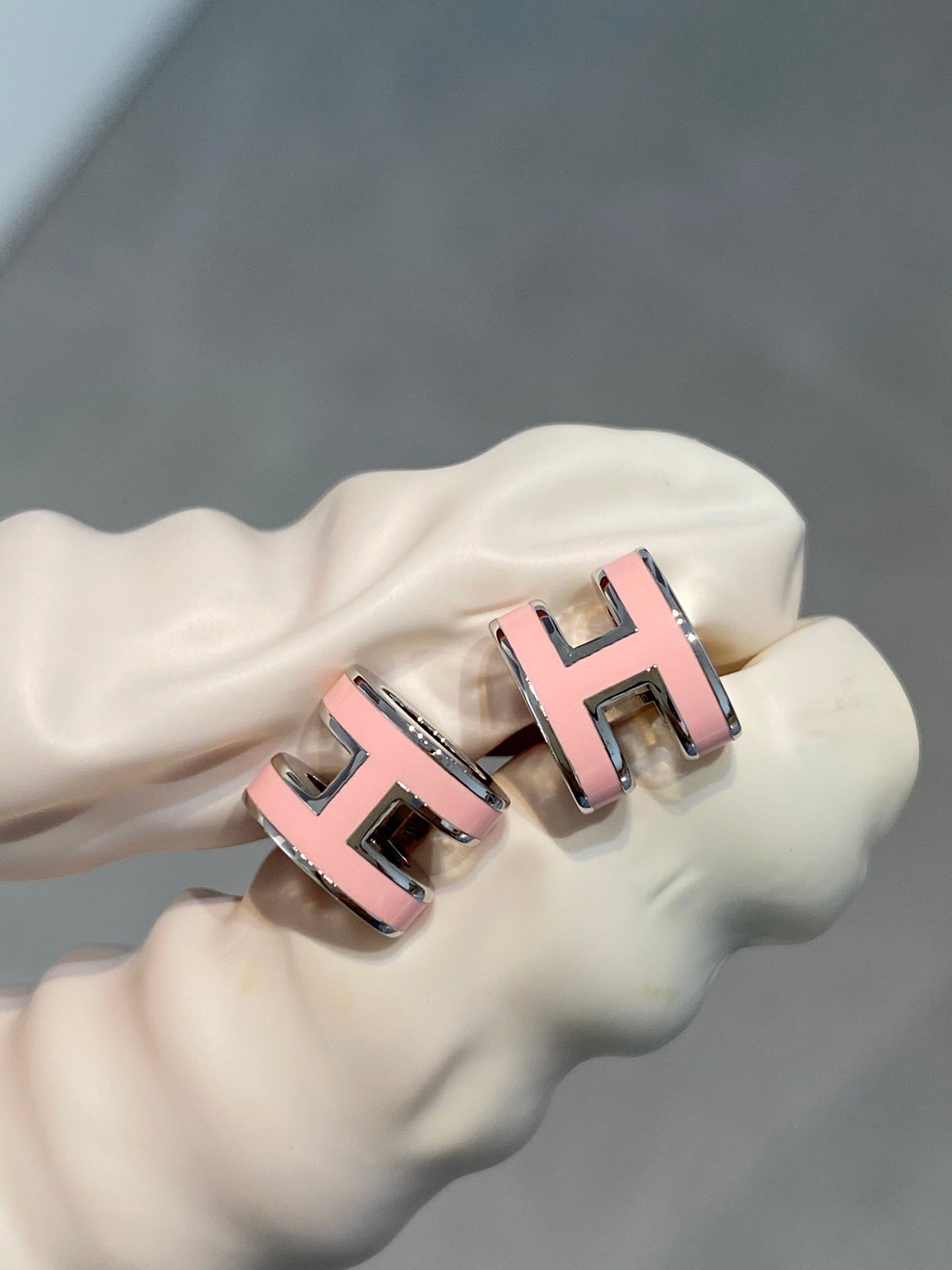[Eternal Jewelry]MINI POP H SILVER EARRINGS PINK