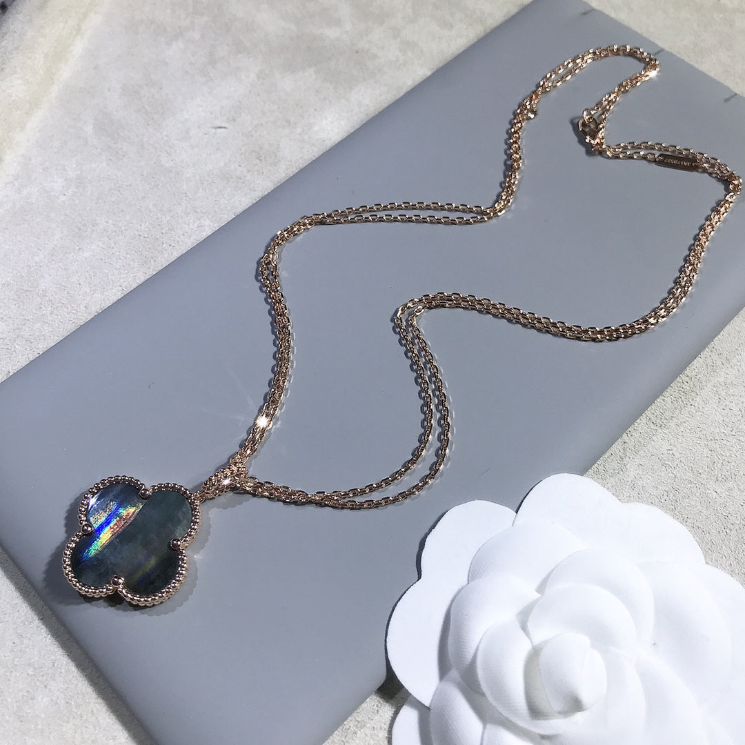 [Eternal Jewelry]CLOVER 25MM GOLD DARK MOP BIG CLOVER NECKLACE
