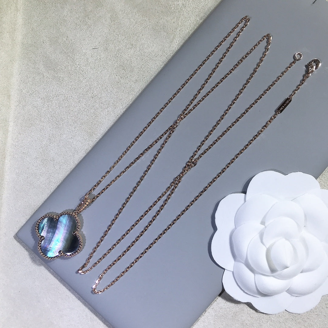[Eternal Jewelry]CLOVER 25MM GOLD DARK MOP BIG CLOVER NECKLACE