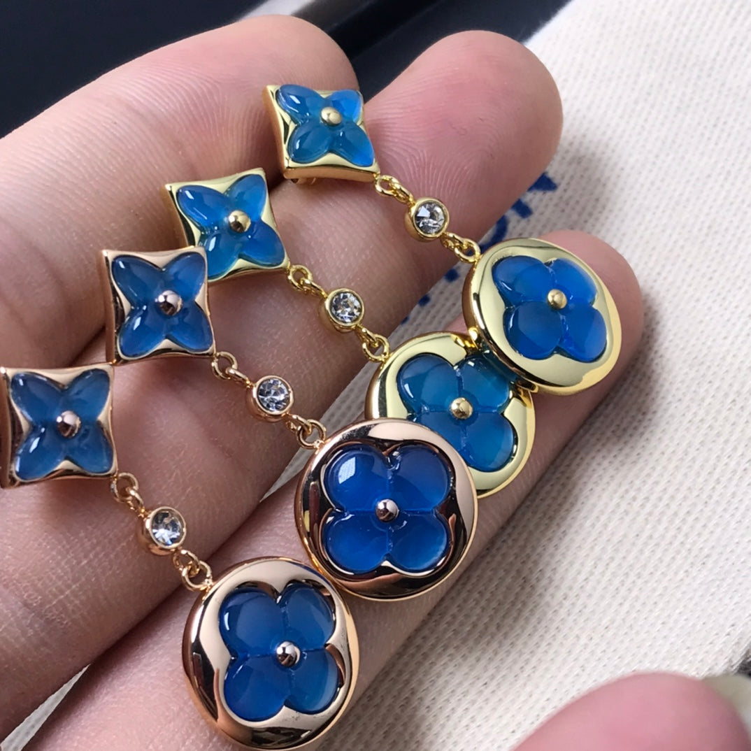 [Eternal Jewelry]STAR AND SUN AGATE DIAMOND EARRINGS