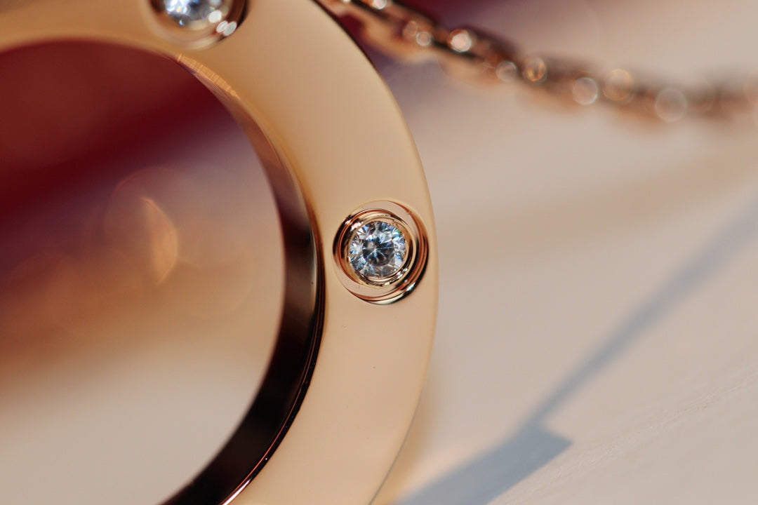 [Eternal Jewelry]LOVE NECKLACE 16MM 6 DIAMONDS PINK GOLD