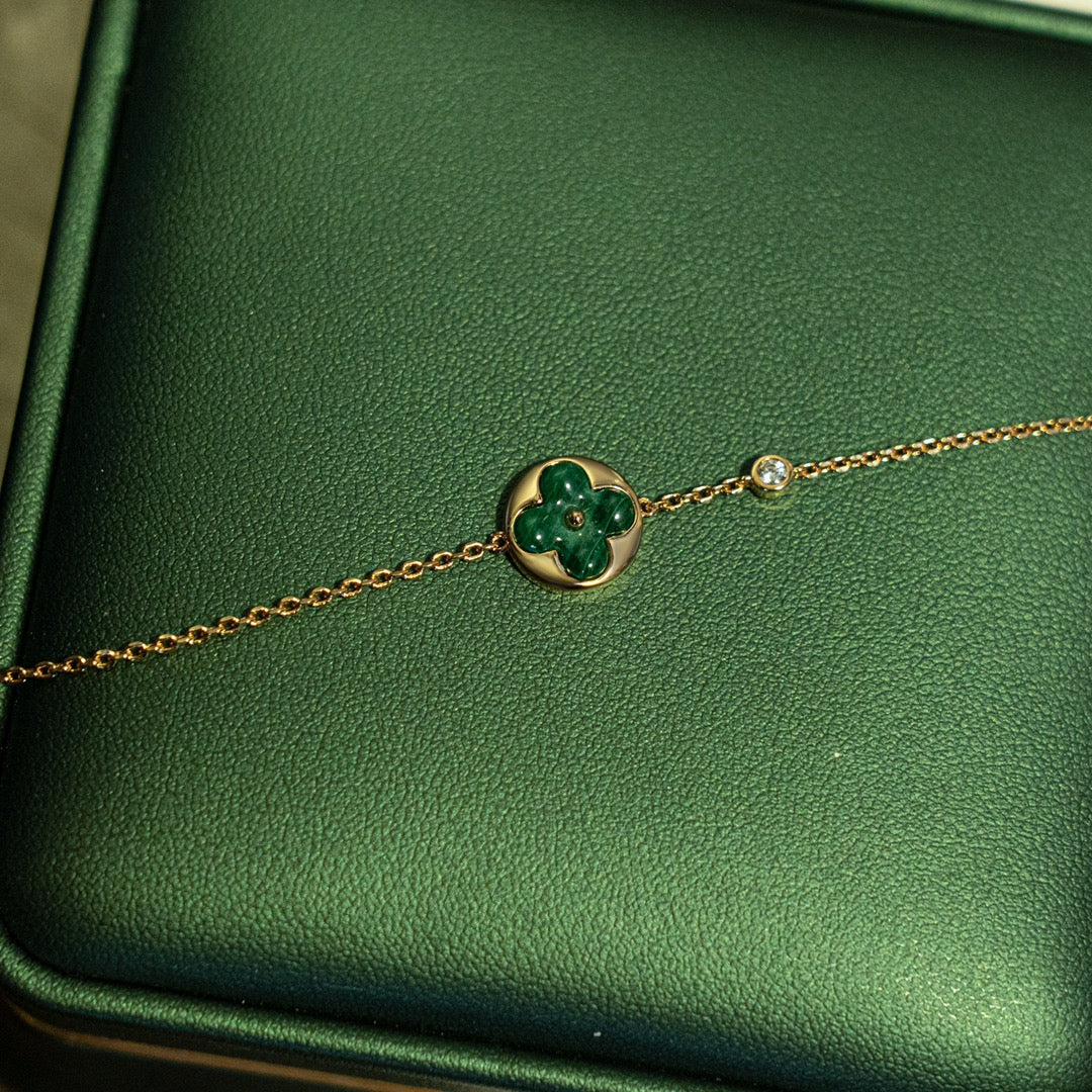 [Eternal Jewelry]SUN MALACHITE 1 DIAMOND PINK GOLD BRACELET