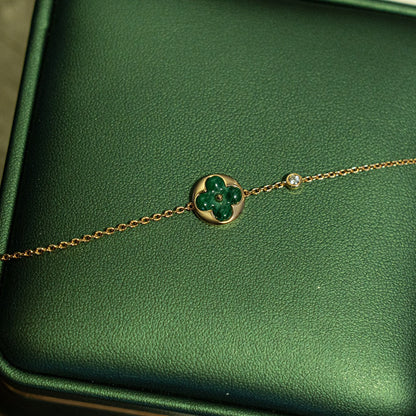 [Eternal Jewelry]SUN MALACHITE 1 DIAMOND PINK GOLD BRACELET