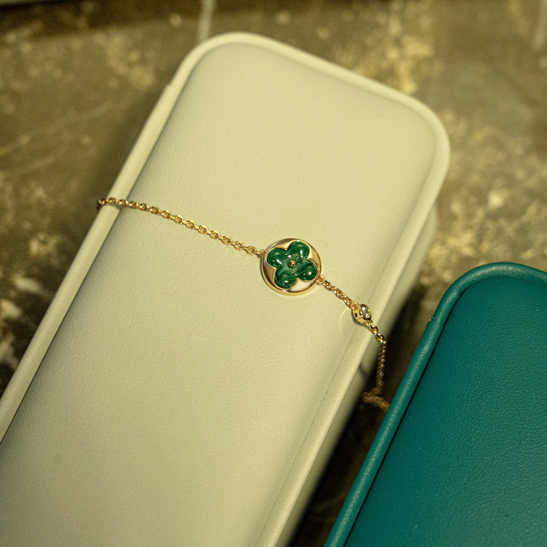 [Eternal Jewelry]SUN MALACHITE 1 DIAMOND PINK GOLD BRACELET