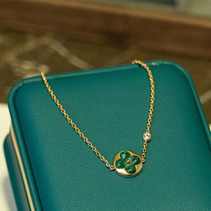 [Eternal Jewelry]SUN MALACHITE 1 DIAMOND PINK GOLD BRACELET