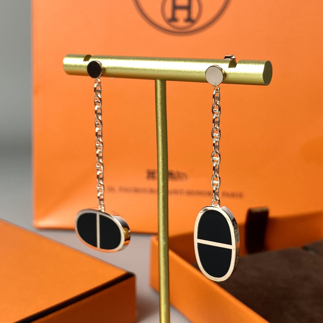 [Eternal Jewelry]CHAINE VERSO BLACK CERAMIC EARRINGS