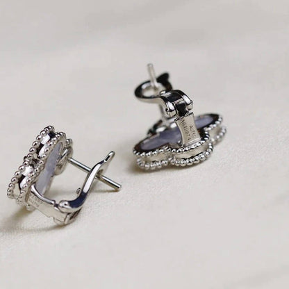 [Eternal Jewelry]CLOVER MEDIUM 1 MOTIFS  WHITE MOP EARRINGS SILVER