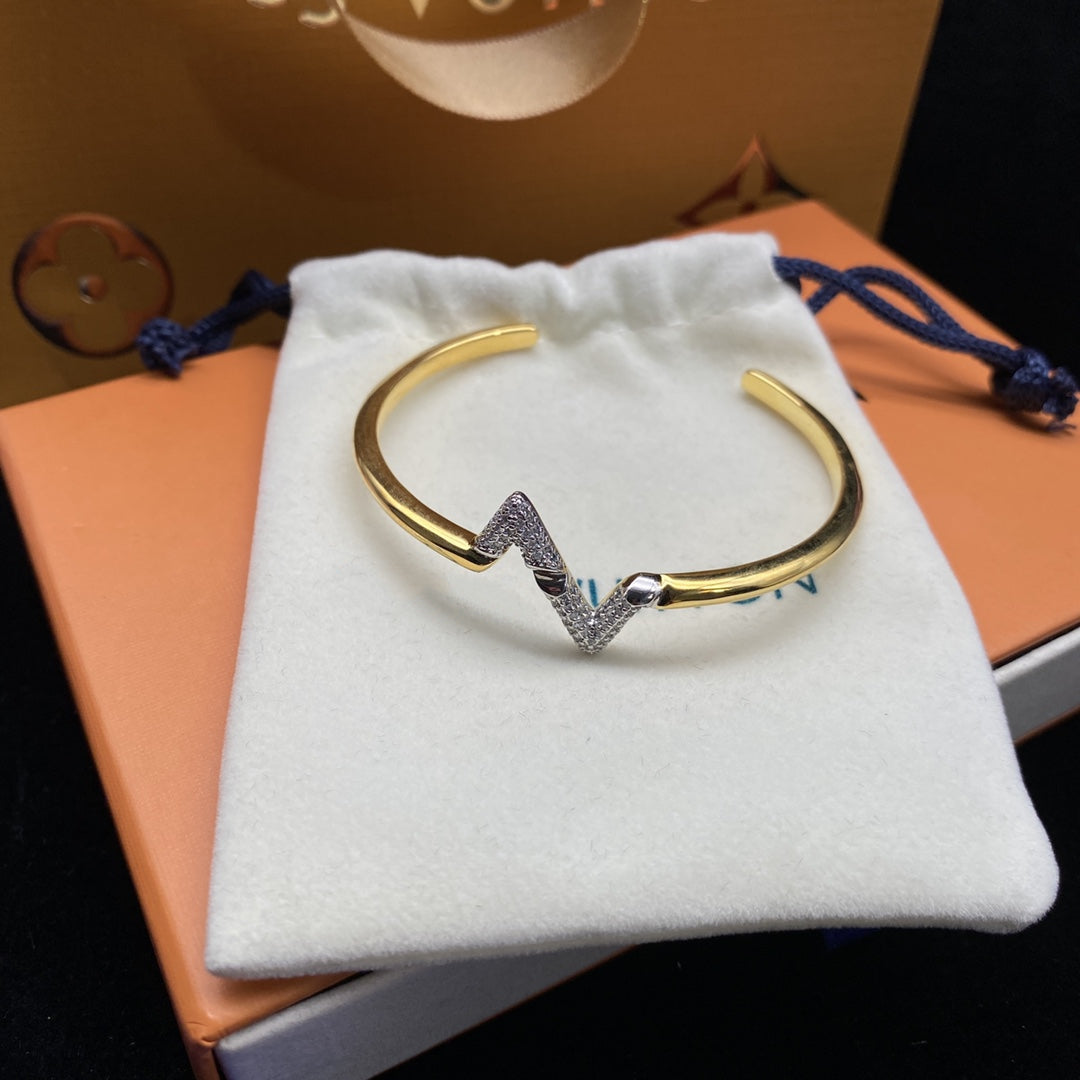 [Eternal Jewelry]VOLTE UPSITE DOWN DIAMOND GOLD OPEN BRACELET