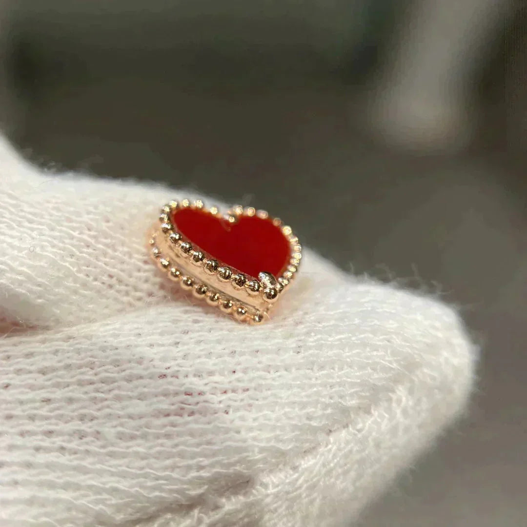 [Eternal Jewelry]HEART CARNELIAN STUD EARRINGS
