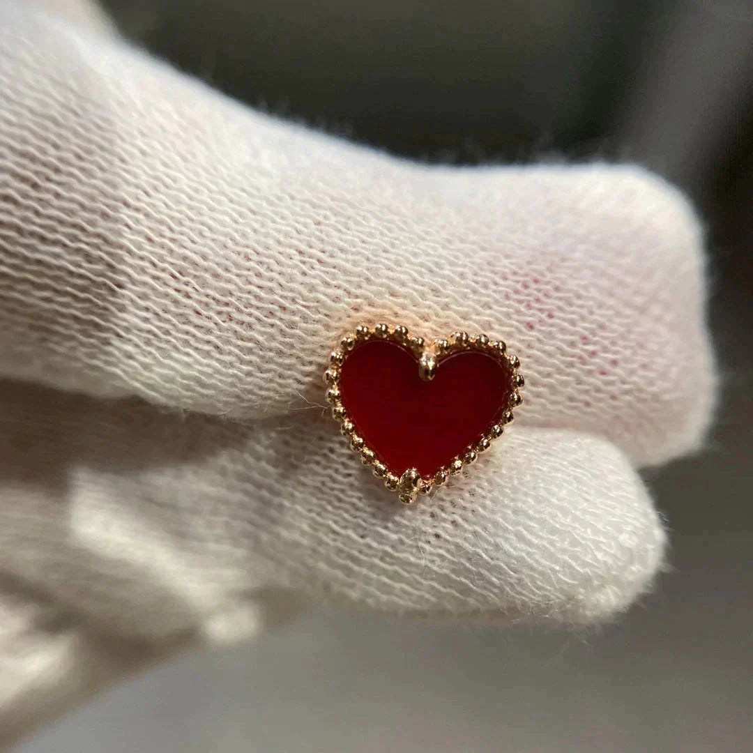 [Eternal Jewelry]HEART CARNELIAN STUD EARRINGS