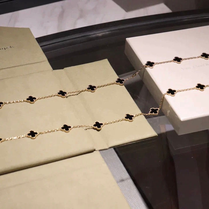 [Eternal Jewelry]CLOVER 20 MOTIFS ONYX NECKLACE