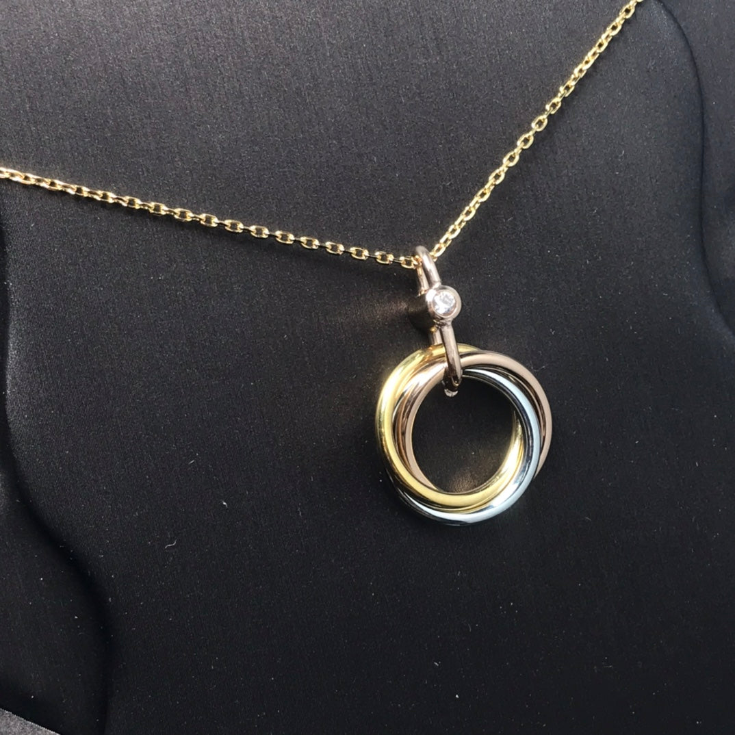 [Eternal Jewelry]TRINITY SILVER GOLD PINK GOLD NECKLACE