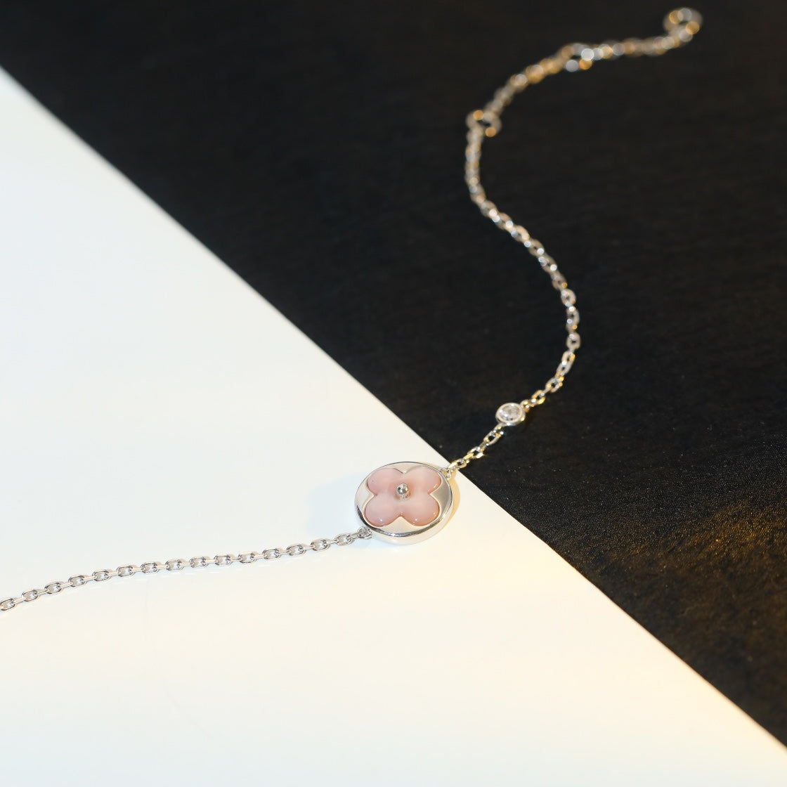 [Eternal Jewelry]SUN MOTIF PINK MOP SILVER BRACELET