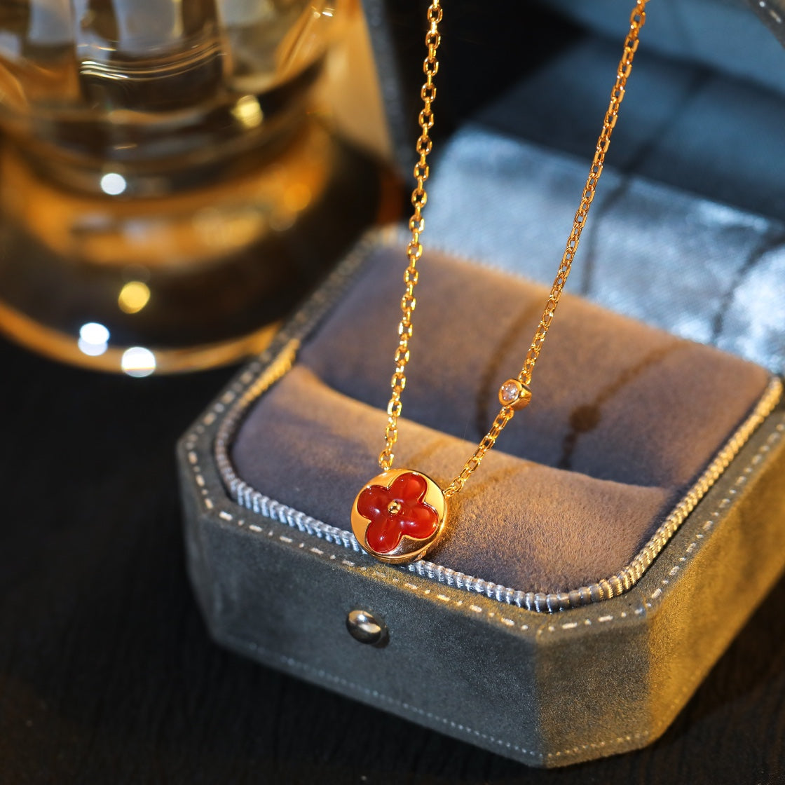 [Eternal Jewelry]SUN PEDANT PINK GOLD 1 DIAMOND NECKLACE