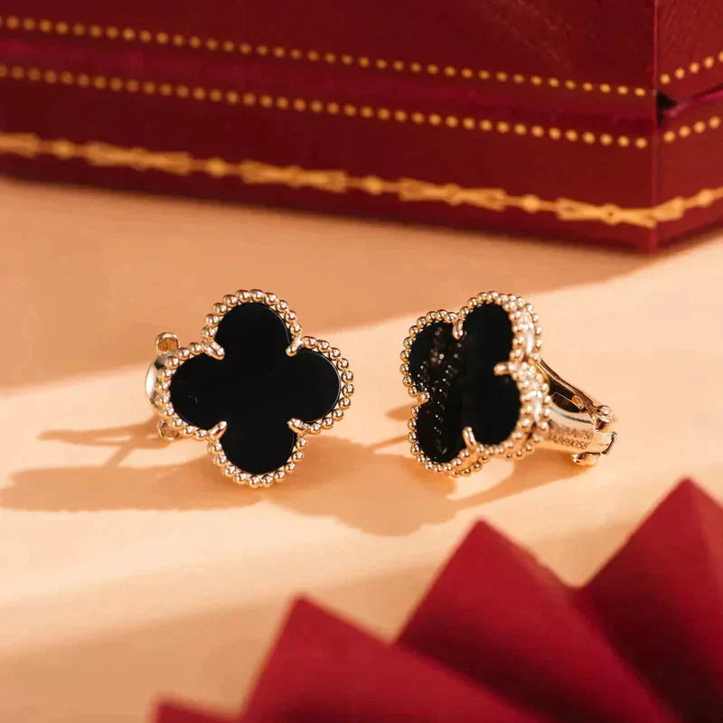 [Eternal Jewelry]CLOVER MEDIUM 1 MOTIFS  ONYX STUD EARRINGS