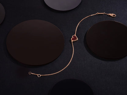 [Eternal Jewelry]HEART CARNELIAN PINK GOLD BRACELET