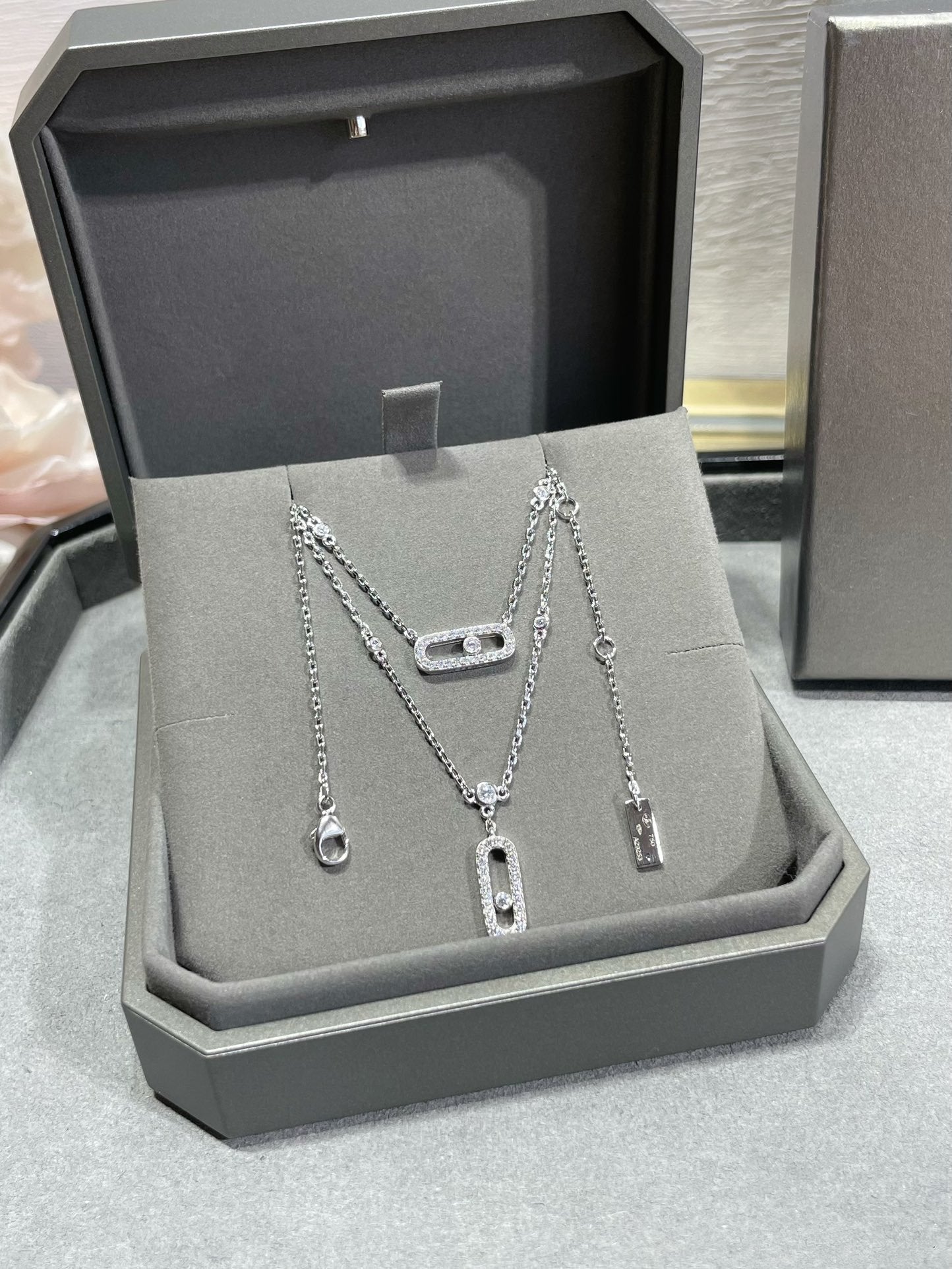 [Eternal jewelry]MOVE 2 ROW DIAMOND NECKLACE