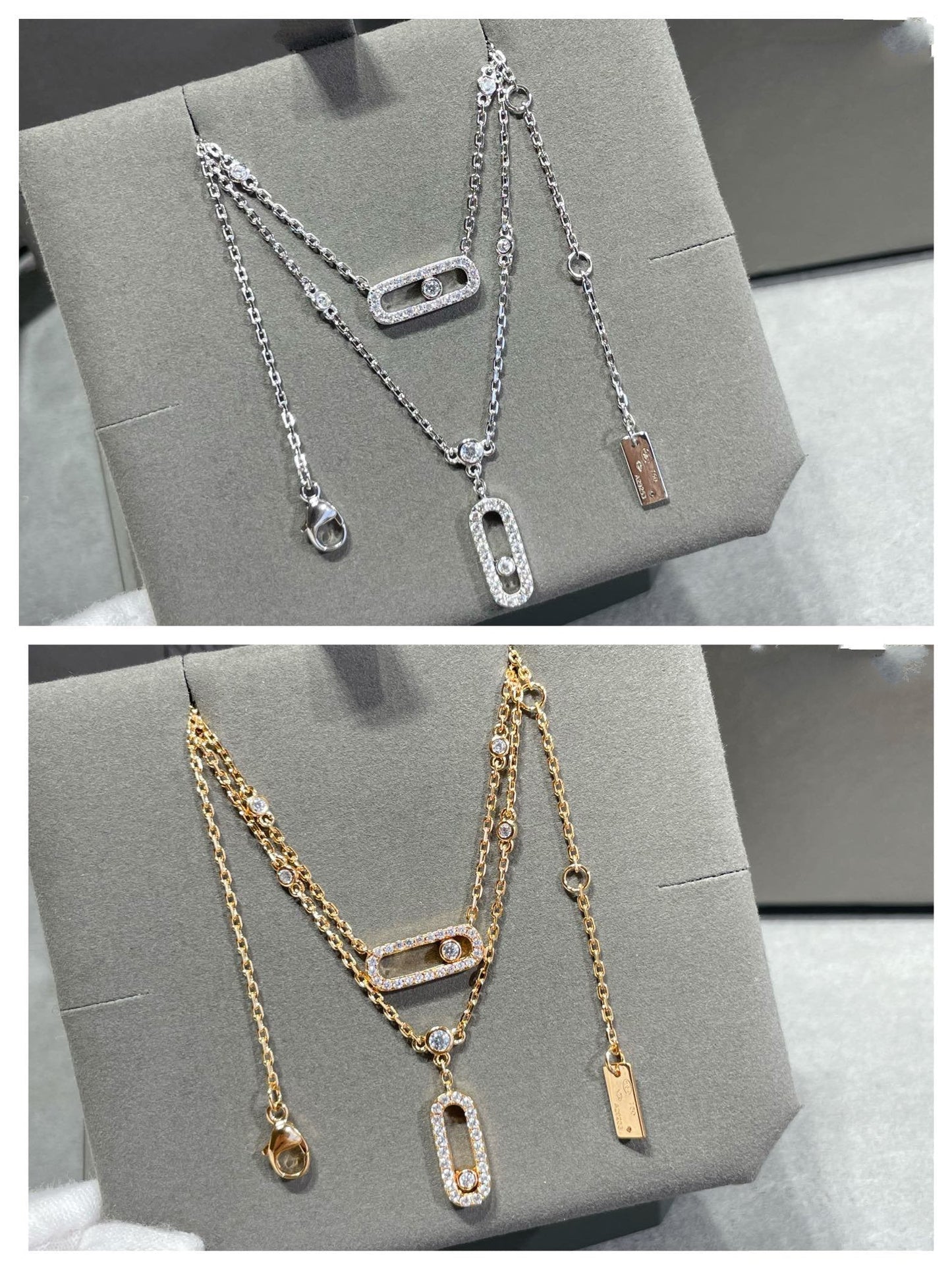 [Eternal jewelry]MOVE 2 ROW DIAMOND NECKLACE