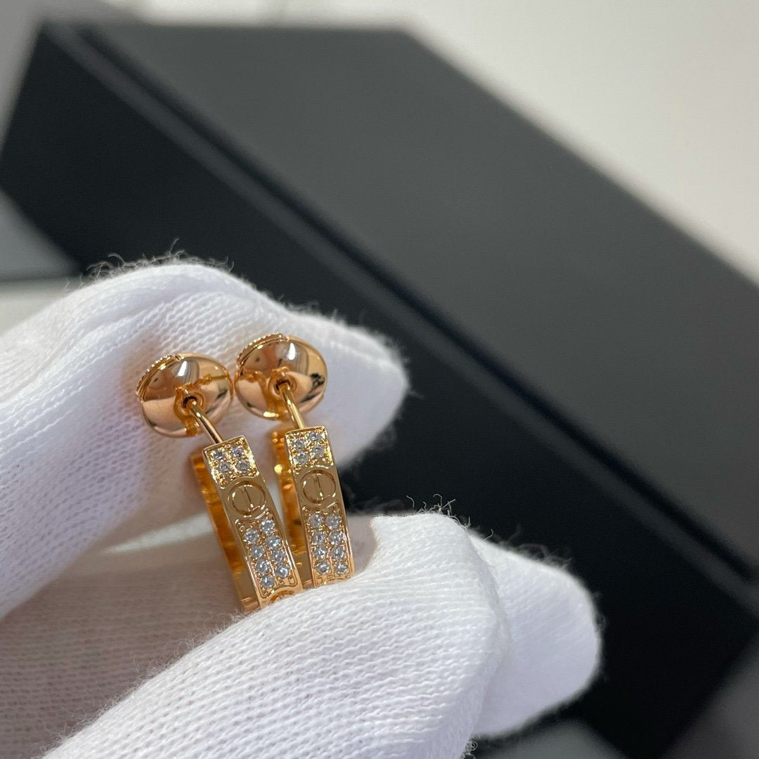 [Eternal Jewelry]LOVE DIAMOND PINK GOLD HOOP EARRINGS