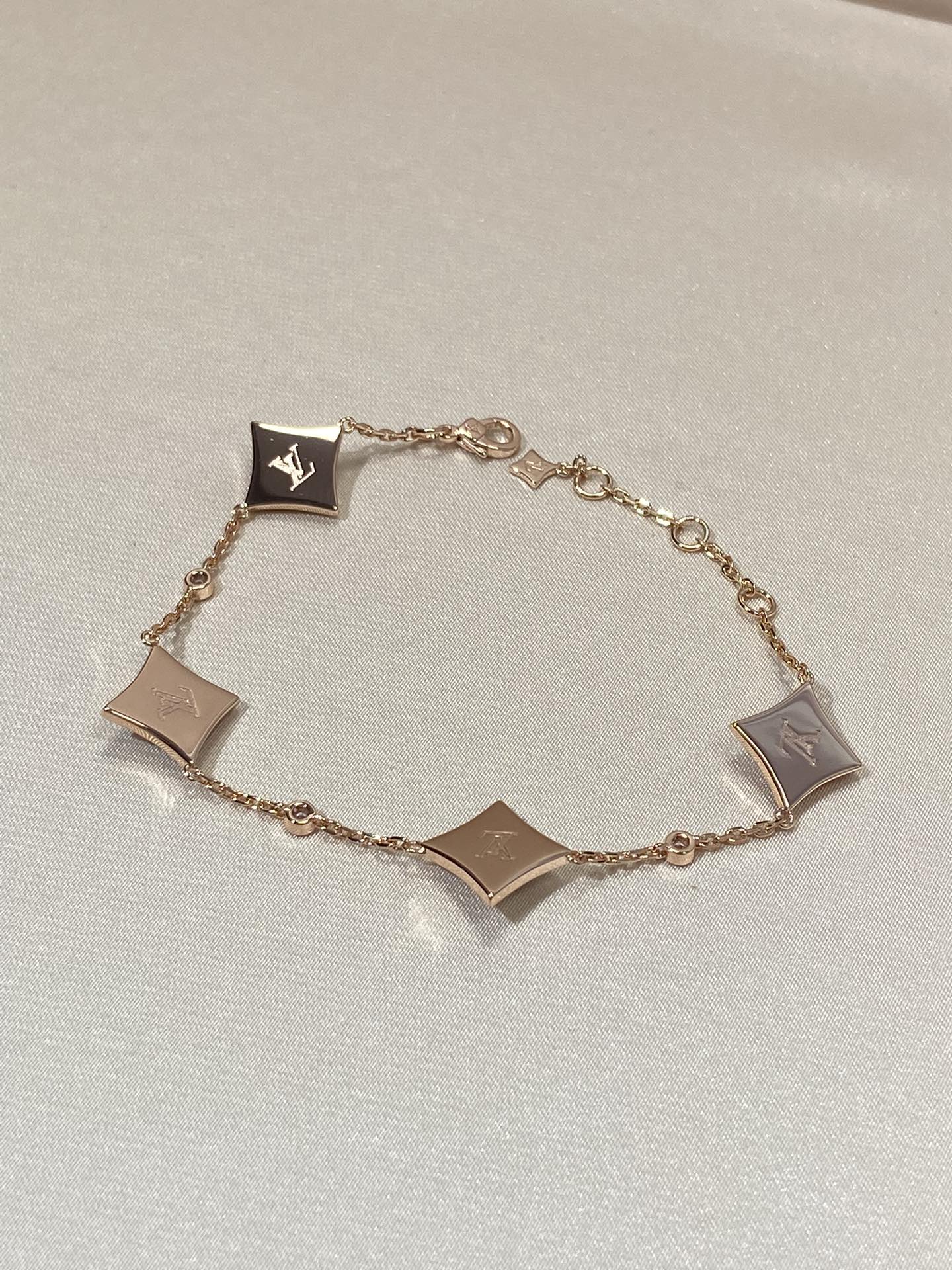 [Eternal Jewelry]STAR 4 MOTIF MOP DIAMOND PINK GOLD BRACELET