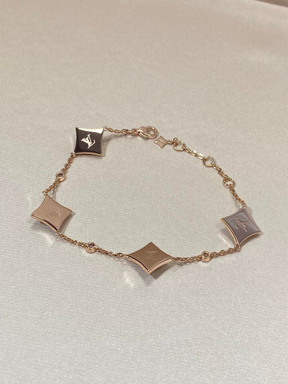 [Eternal Jewelry]STAR 4 MOTIF MOP DIAMOND PINK GOLD BRACELET