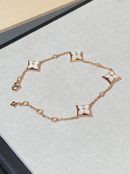 [Eternal Jewelry]STAR 4 MOTIF MOP DIAMOND PINK GOLD BRACELET