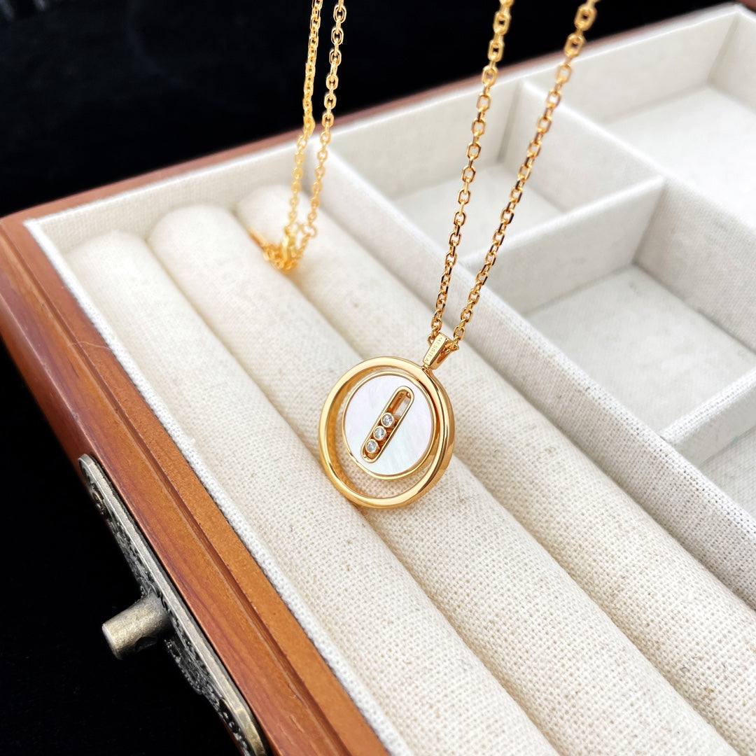 [Eternal jewelry]LUCKY MOVE MOP PINK GOLD NECKLACE