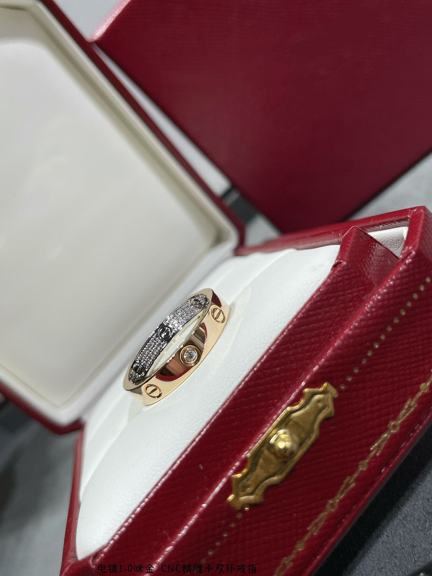 [Eternal Jewelry]LOVE PINK GOLD SILVER DIAMOND DOUBLE RING
