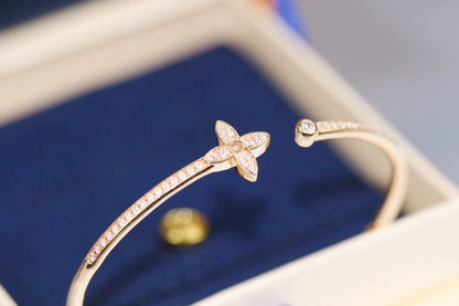 [Eternal Jewelry]IDYLLE PINK GOLD OPEN BRACELET DIAMOND PAVED