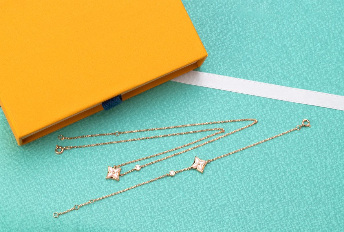 [Eternal Jewelry]STAR PINK MOP 1 DIAMOND PINK GOLD NECKLACE