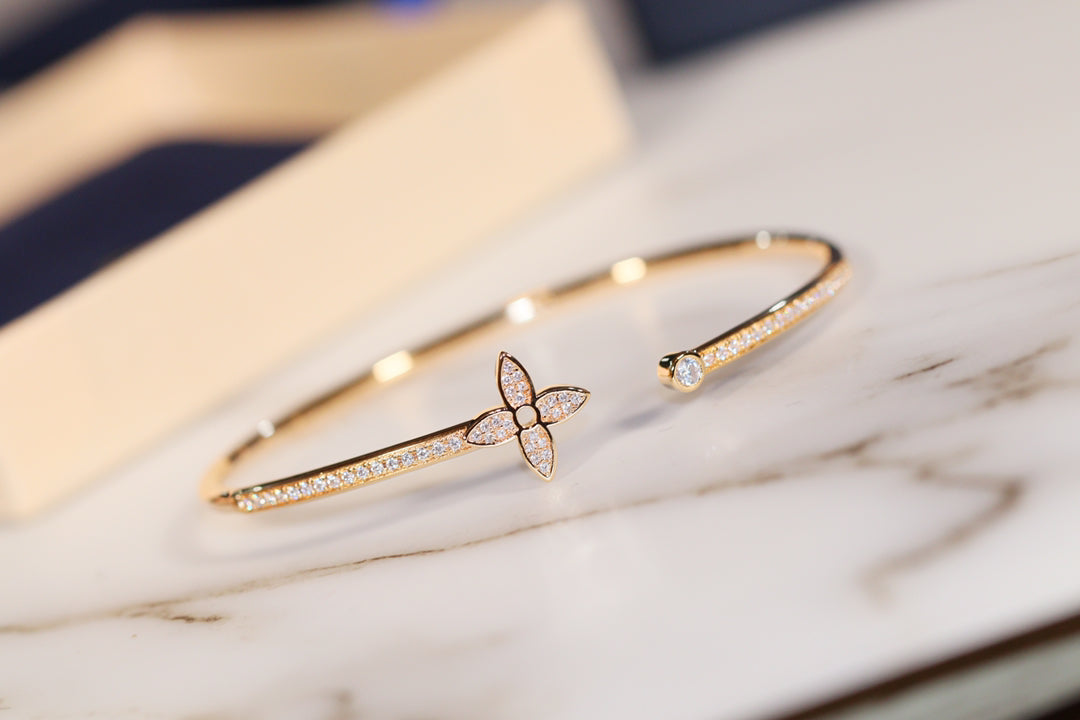 [Eternal Jewelry]IDYLLE GOLD OPEN BRACELET DIAMOND PAVED