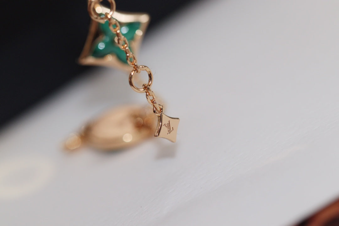 [Eternal Jewelry]STAR AND SUN 4 MOTIF PINK GOLD MALACHITE BRACELET