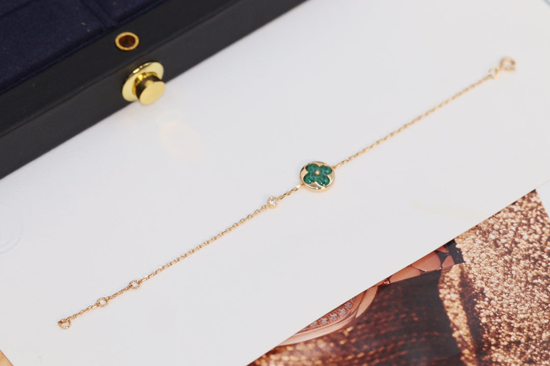 [Eternal Jewelry]STAR AND SUN 4 MOTIF PINK GOLD MALACHITE BRACELET
