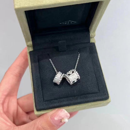 [Eternal Jewelry]PERLEE DOUBLE PENDANT SILVER DIAMOND NECKLACE