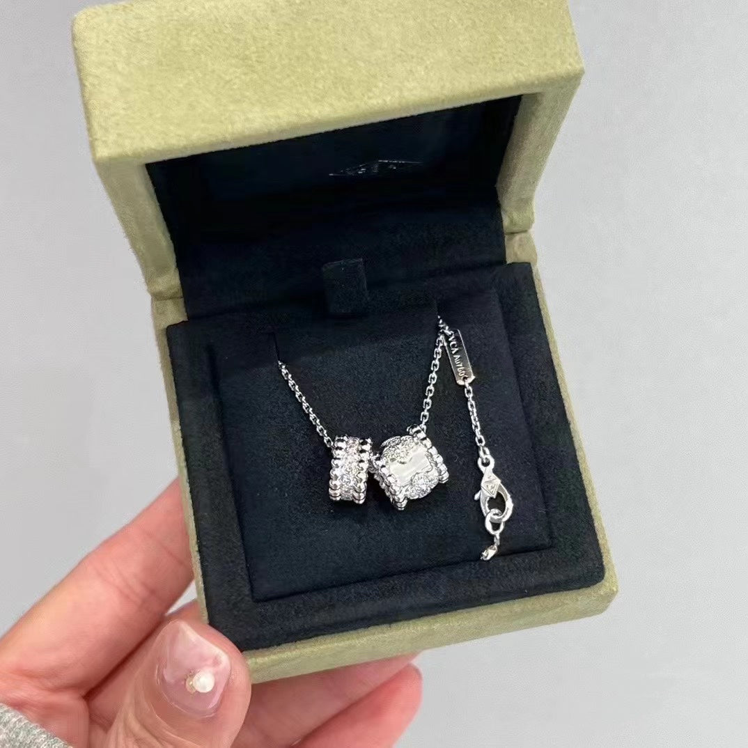 [Eternal Jewelry]PERLEE DOUBLE PENDANT SILVER DIAMOND NECKLACE