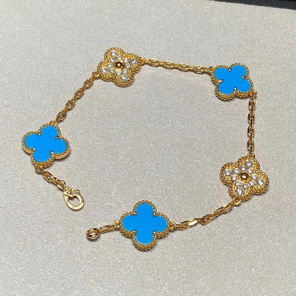 [Eternal Jewelry] CLOVER 5 MOTIF BLUE AGATE BRACELET COLLECTION