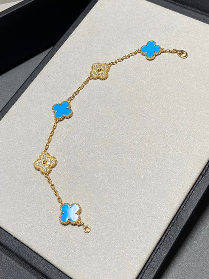 [Eternal Jewelry] CLOVER 5 MOTIF BLUE AGATE BRACELET COLLECTION