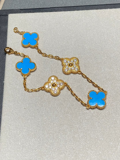 [Eternal Jewelry] CLOVER 5 MOTIF BLUE AGATE BRACELET COLLECTION