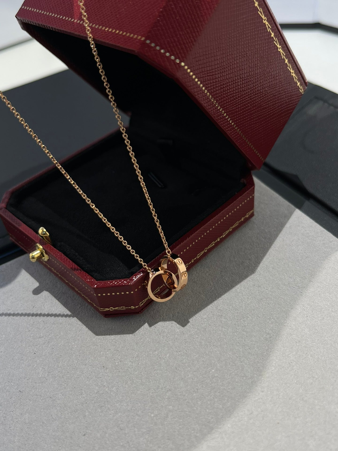 [Eternal Jewelry]LOVE NECKLACE DOUBLE RING PINK GOLD