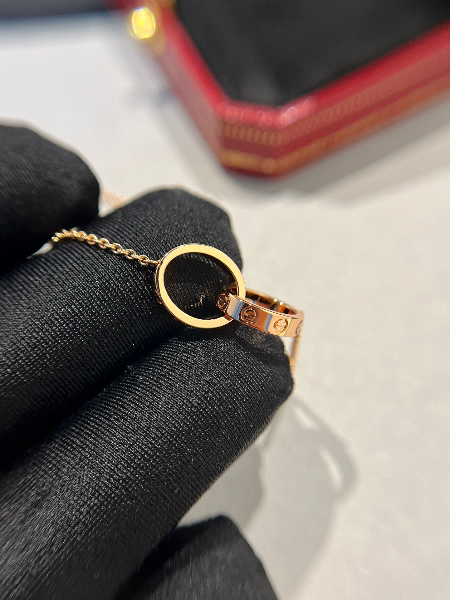 [Eternal Jewelry]LOVE NECKLACE DOUBLE RING PINK GOLD