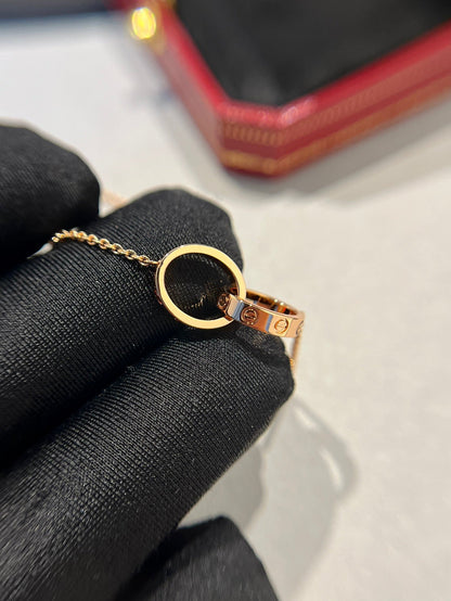 [Eternal Jewelry]LOVE NECKLACE DOUBLE RING PINK GOLD